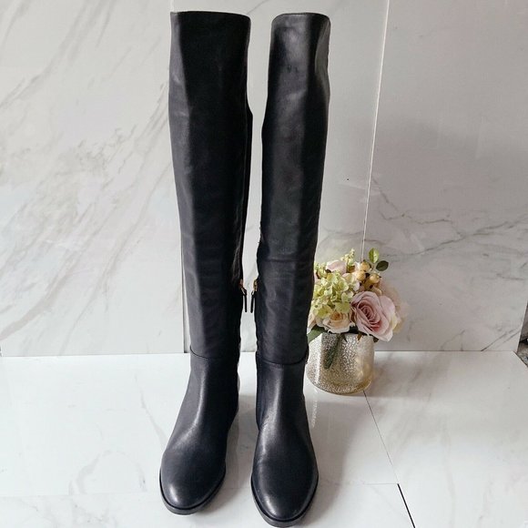 Tory Burch MARSDEN Over The Knee Stretch Riding Boot T LOGO Black Leather US 5 - Picture 9 of 12